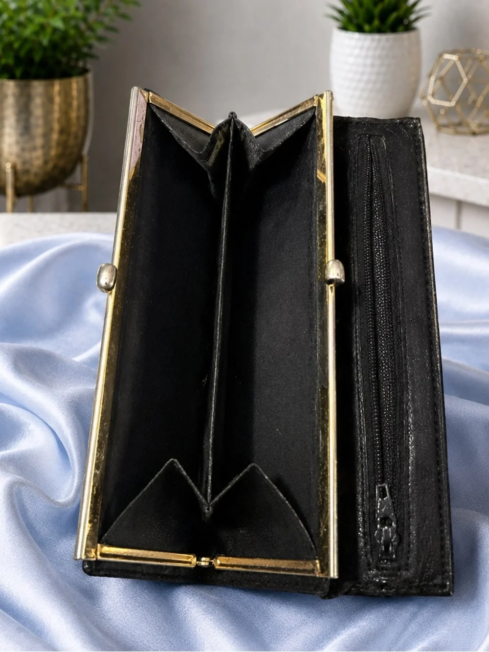 Christian Dior Black Oblique Trotter Bifold Kisslock Wallet